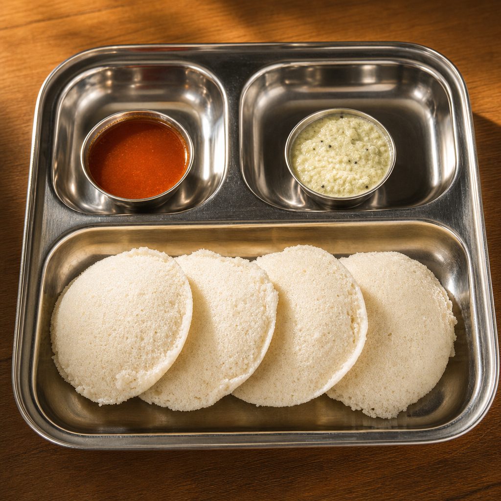 Idlis with Chutney.